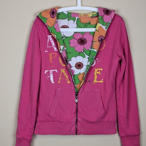 Aeropostale Girls Reversible Floral Zip-up Hoodie - Picture 5 of 11